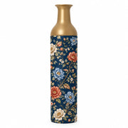 Persian Posy Metal Flower Vase – Navy Peony Chinoiserie decorative metal vase shown in a product view.