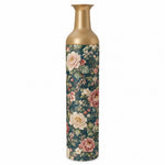 Emerald Bloom Metal Flower Vase – Teal Dusty Rose Peony Chintz decorative metal vase shown in a product view.