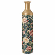 Emerald Bloom Metal Flower Vase – Teal Dusty Rose Peony Chintz decorative metal vase shown in a product view.