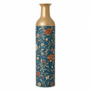 Vintage Medallion Metal Flower Vase – Teal Rust Bloom Vine decorative metal vase shown in a product view.