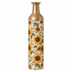 Sunflower Metal Flower Vase – Cream Sunflower Medley decorative metal vase shown in a product view.