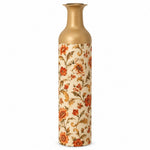 Amber Scroll Metal Flower Vase – Cream Acanthus Scroll Vine decorative metal vase shown in a product view.