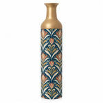 Gilded Fan Metal Flower Vase – Navy Lily Tulip Art Nouveau decorative metal vase shown in a product view.