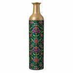 Gold Diamond Metal Flower Vase – Emerald Persian Lotus Vine decorative metal vase shown in a product view.