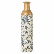 Slate Foliage Metal Flower Vase – Parchment Peony Butterfly decorative metal vase shown in a product view.