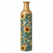 Sunflower Metal Flower Vase – Navy Sunflower Daisy decorative metal vase shown in a product view.