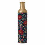 Daily Metal Flower Vase – Navy Peony and Gold Scrollwork decorative metal vase shown in a product view.