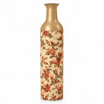 Sage Poppy Metal Flower Vase – Rust Blossom on Cream decorative metal vase shown in a product view.