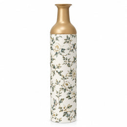 Emerald Bloom Metal Flower Vase – Ivory Chinoiserie Songbird Peony - MintiHome