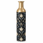 Gold Lattice Metal Flower Vase – Black Gold Diamond Art Deco decorative metal vase shown in a product view.