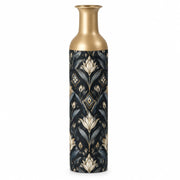 Gold Lattice Metal Flower Vase – Black Gold Diamond Art Deco decorative metal vase shown in a product view.