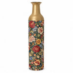 Persian Posy Metal Flower Vase – Teal Chintz Peony decorative metal vase shown in a product view.