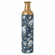 Sage Garden Metal Flower Vase – Navy White Peony Garden decorative metal vase shown in a product view.