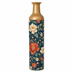 Persian Posy Metal Flower Vase – Navy Cream Peony Bloom decorative metal vase shown in a product view.