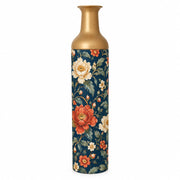 Persian Posy Metal Flower Vase – Navy Cream Peony Bloom decorative metal vase shown in a product view.