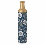 Blush Bloom Metal Flower Vase – Navy White Anemone Elegance decorative metal vase shown in a product view.