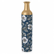 Blush Bloom Metal Flower Vase – Navy White Anemone Elegance decorative metal vase shown in a product view.