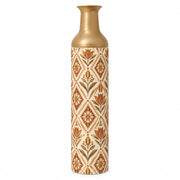 Gold Lattice Metal Flower Vase – Cream Diamond Lattice Folk Bloom decorative metal vase shown in a product view.