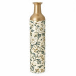 Slate Foliage Metal Flower Vase – Ivory Slate Peony decorative metal vase shown in a product view.