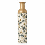 Sunflower Metal Flower Vase – Ivory Magnolia Sprig decorative metal vase shown in a product view.