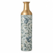 Vintage Medallion Metal Flower Vase – Pale Blue Acanthus decorative metal vase shown in a product view.