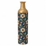 Gold Diamond Metal Flower Vase – Navy Cream Rust Blossom decorative metal vase shown in a product view.
