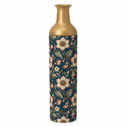Gold Diamond Metal Flower Vase – Navy Cream Rust Blossom decorative metal vase shown in a product view.