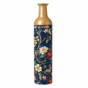 Emerald Bloom Metal Flower Vase – Navy Burgundy Peony Gilded Branch decorative metal vase shown in a product view.