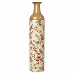 Sage Poppy Metal Flower Vase – Beige Pink Blossom Bird decorative metal vase shown in a product view.