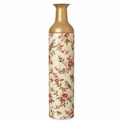 Sage Poppy Metal Flower Vase – Beige Pink Blossom Bird decorative metal vase shown in a product view.
