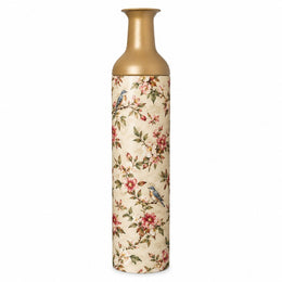 Sage Poppy Metal Flower Vase – Beige Pink Blossom Bird - MintiHome