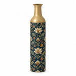 Gilded Fan Metal Flower Vase – Navy Cream Lotus Acanthus decorative metal vase shown in a product view.
