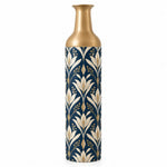Gold Lattice Metal Flower Vase – Navy Gold Lily Repeat decorative metal vase shown in a product view.