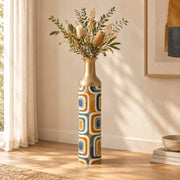 Terra Frames Metal Flower Vase – Cream Mustard Frame decorative metal vase shown in a styled room scene.
