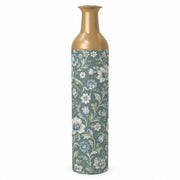 Iznik Blue Metal Flower Vase – Dusty Teal Blue Sage Bloom decorative metal vase shown in a product view.