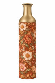 Blush Bloom Metal Flower Vase – Terracotta Peony Daisy Meadow decorative metal vase shown in a product view.