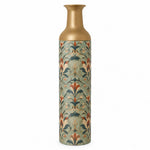 Vintage Medallion Metal Flower Vase – Sage Rust Damask decorative metal vase shown in a product view.