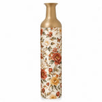 Sage Garden Metal Flower Vase – Cream Rust Peony Bloom decorative metal vase shown in a product view.