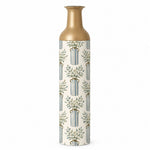 Sage Stripe Metal Flower Vase – Botanical Sprig Stripe decorative metal vase shown in a product view.