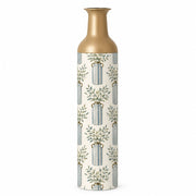 Sage Stripe Metal Flower Vase – Botanical Sprig Stripe decorative metal vase shown in a product view.