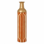 Sage Stripe Metal Flower Vase – Rust Orange Ribbon Stripe decorative metal vase shown in a product view.