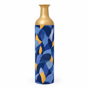 Folk Colorblock Metal Flower Vase – Azure Organic Arcs decorative metal vase shown in a product view.