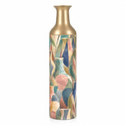 Folk Colorblock Metal Flower Vase – Pastel Feather Vessels decorative metal vase shown in a product view.