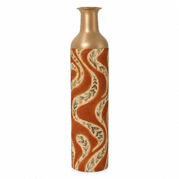 Gilded Ribbon Metal Flower Vase – Ribbon Vine Scroll decorative metal vase shown in a product view.