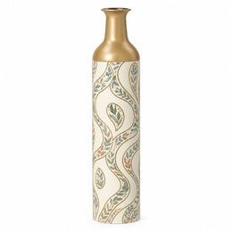 Gilded Ribbon Metal Flower Vase – Paisley Ribbon Teardrop decorative metal vase shown in a product view.