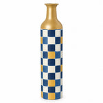 Emerald Check Metal Flower Vase – Amber Accent Checker decorative metal vase shown in a product view.