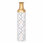 Navy Facet Metal Flower Vase – Charcoal Coral Chevron Lattice decorative metal vase shown in a product view.