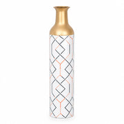Navy Facet Metal Flower Vase – Charcoal Coral Chevron Lattice decorative metal vase shown in a product view.