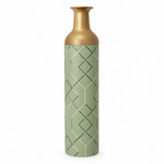 Navy Facet Metal Flower Vase – Sage Charcoal Chevron Lattice decorative metal vase shown in a product view.