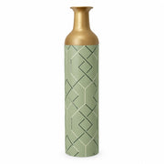 Navy Facet Metal Flower Vase – Sage Charcoal Chevron Lattice decorative metal vase shown in a product view.